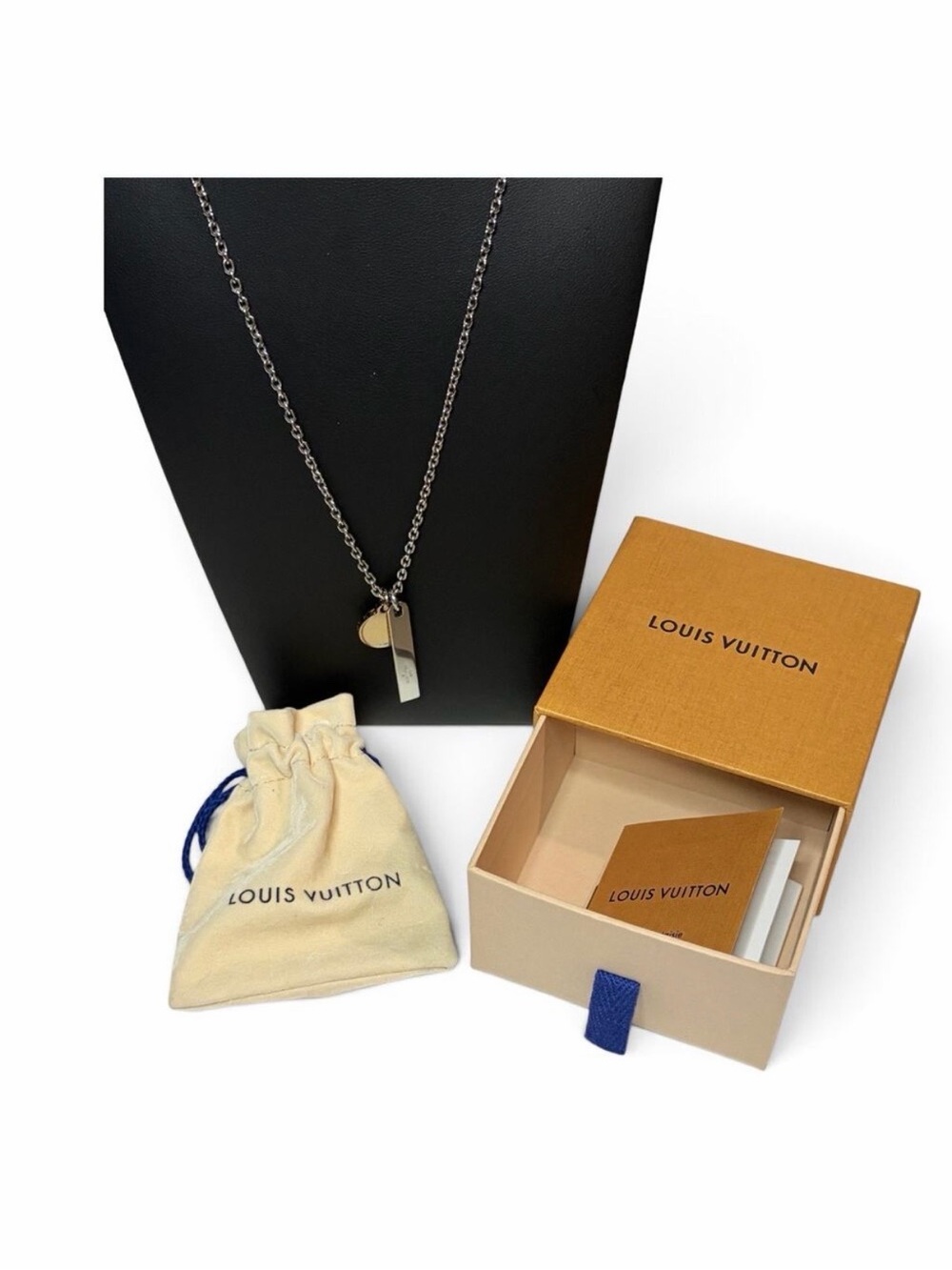 Louis Vuitton Two-Tone Charm Necklace Adjustable Chain with Box and Dust Bag